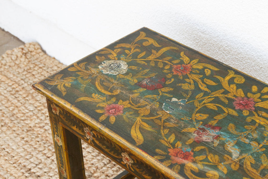 Vintage Jaipur Garden Floral Painted Bench