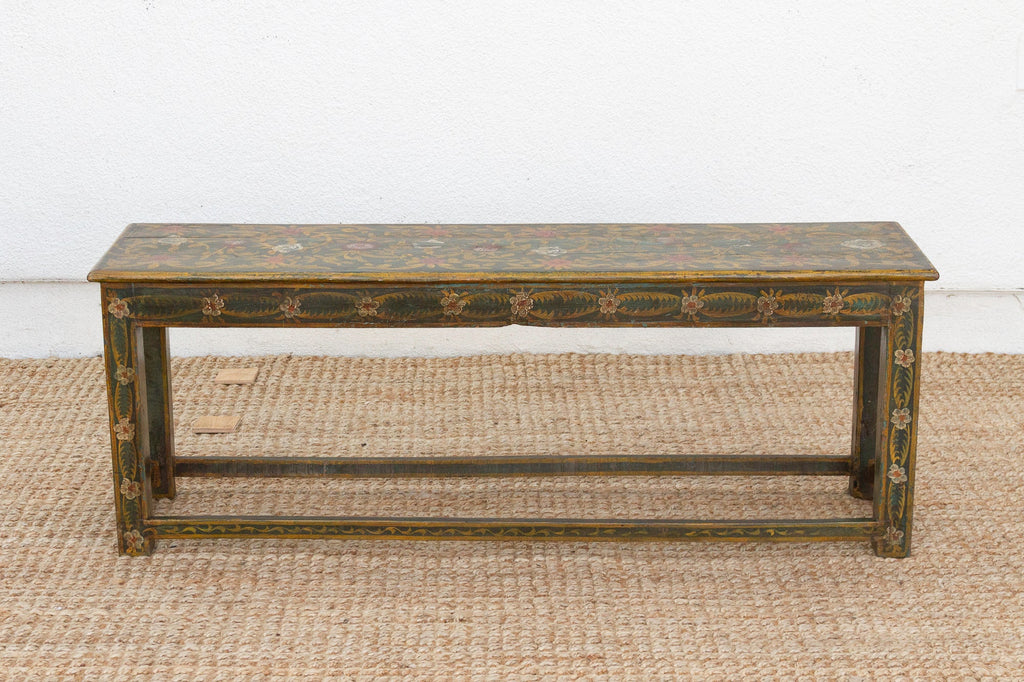 Vintage Jaipur Garden Floral Painted Bench