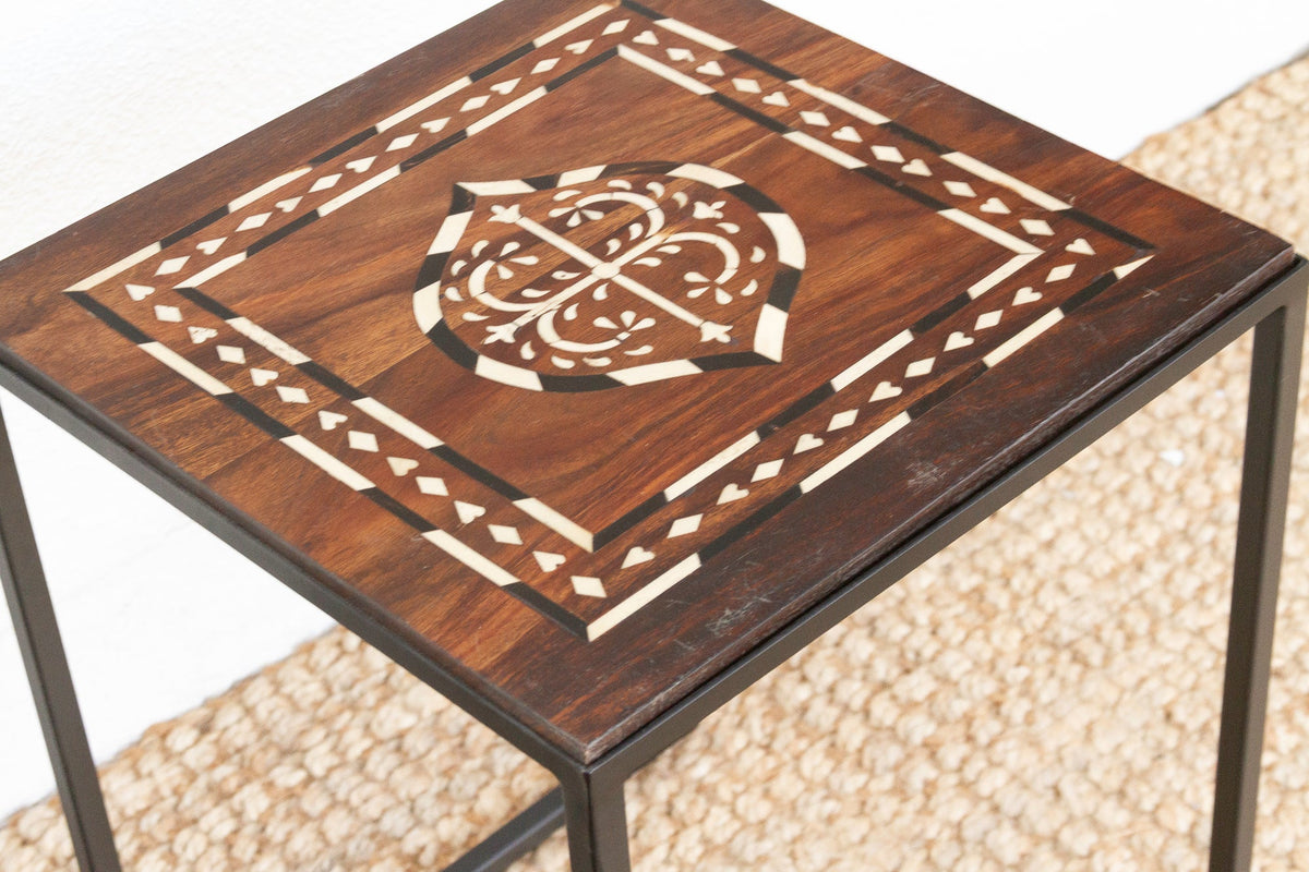 Small Indian Medallion Inlay Side Table