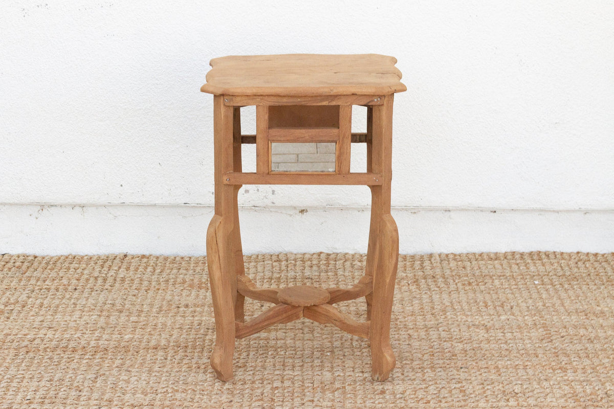 Small Antique Teak Colonial Mirror Side Table
