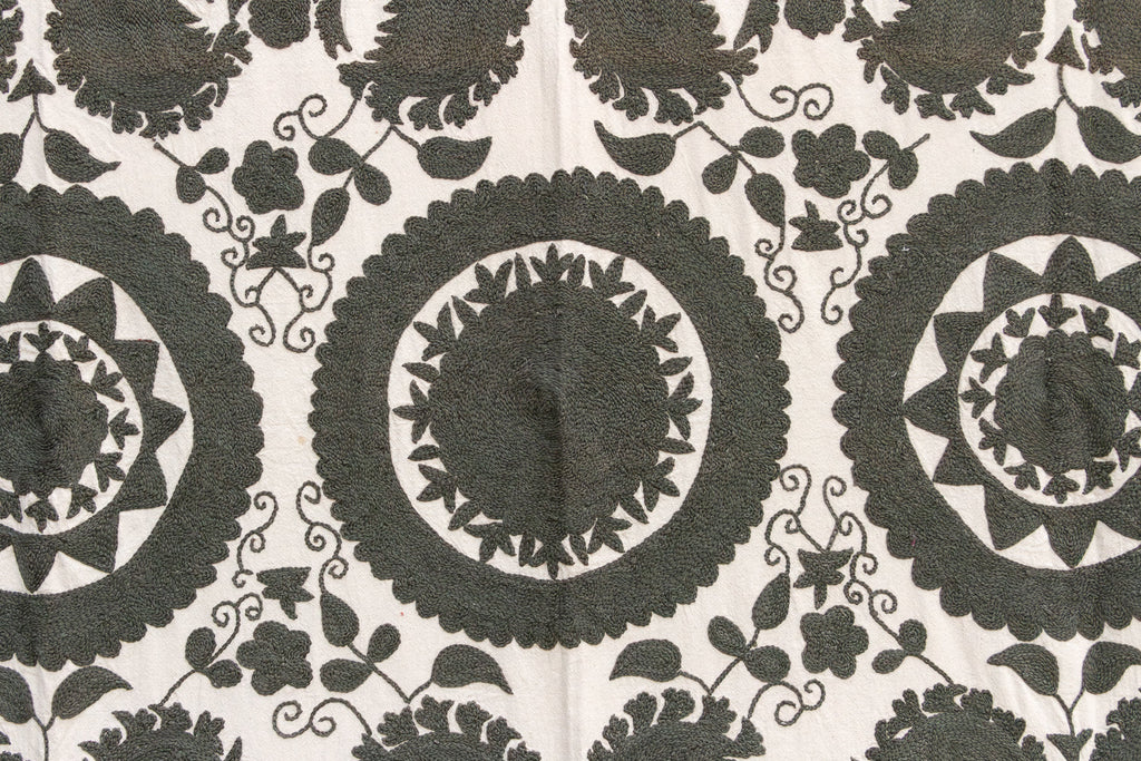Stone Medallion Hand-Embroidered Suzani Throw
