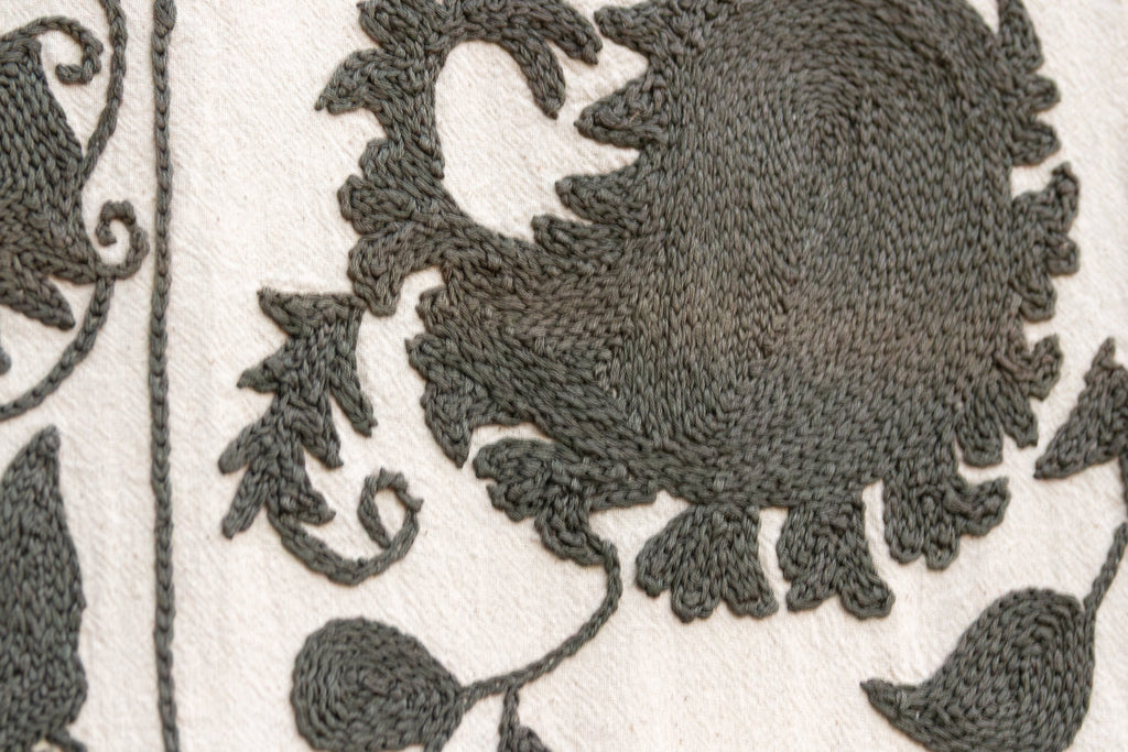 Stone Medallion Hand-Embroidered Suzani Throw