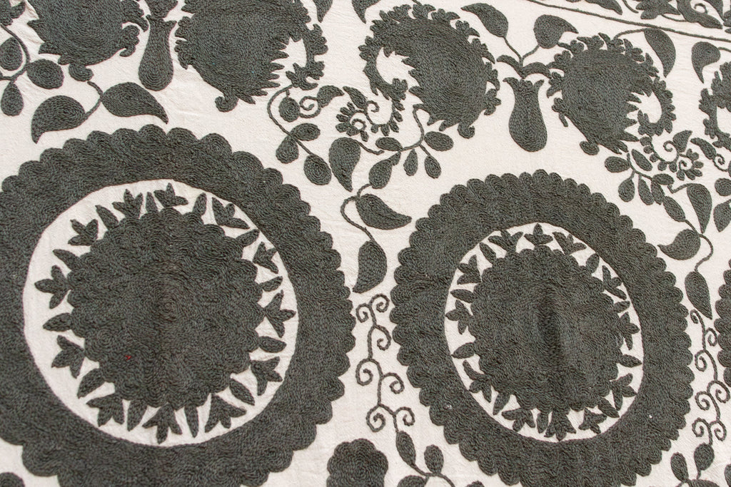 Stone Medallion Hand-Embroidered Suzani Throw