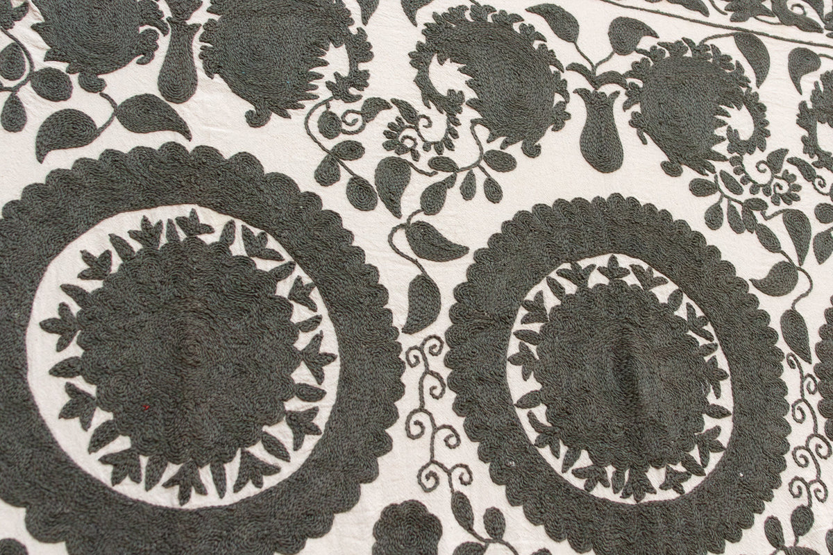 Stone Medallion Hand-Embroidered Suzani Throw