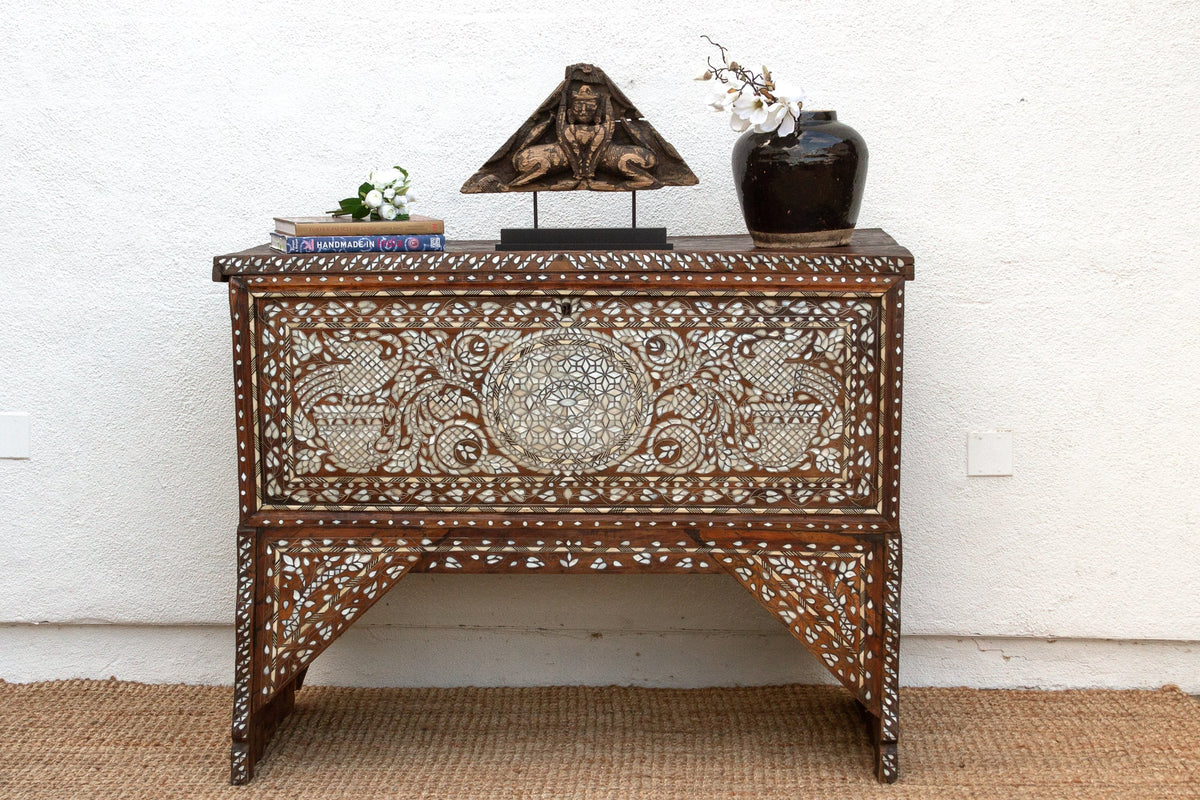 Magnificent Mother of Pearl Inlaid Dowry Chest