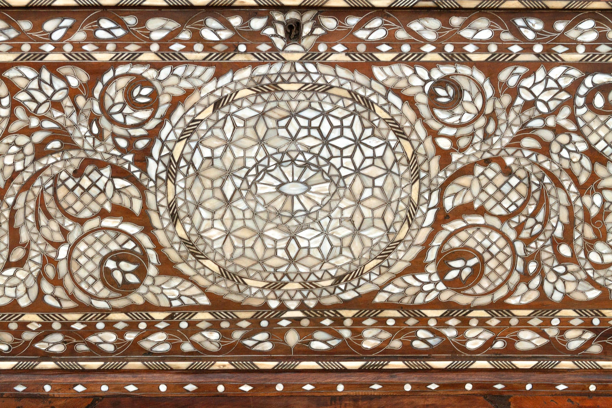 Magnificent Mother of Pearl Inlaid Dowry Chest