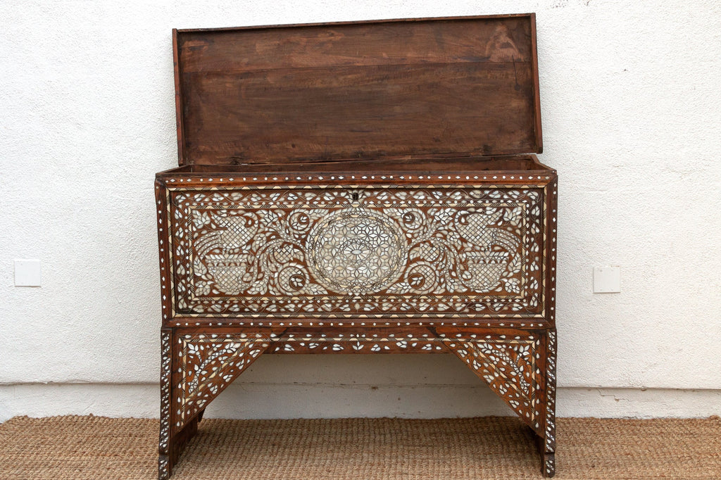 Magnificent Mother of Pearl Inlaid Dowry Chest