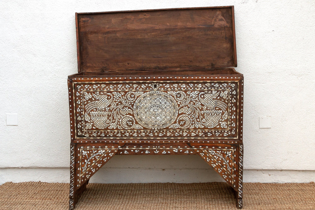 Magnificent Mother of Pearl Inlaid Dowry Chest
