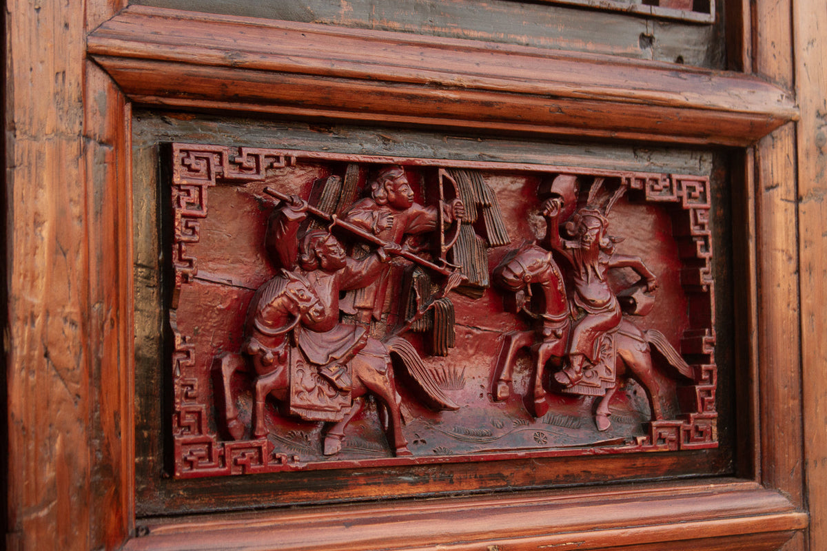 Monumental 103" Tall Chinese Lattice Door Screens, A Pair