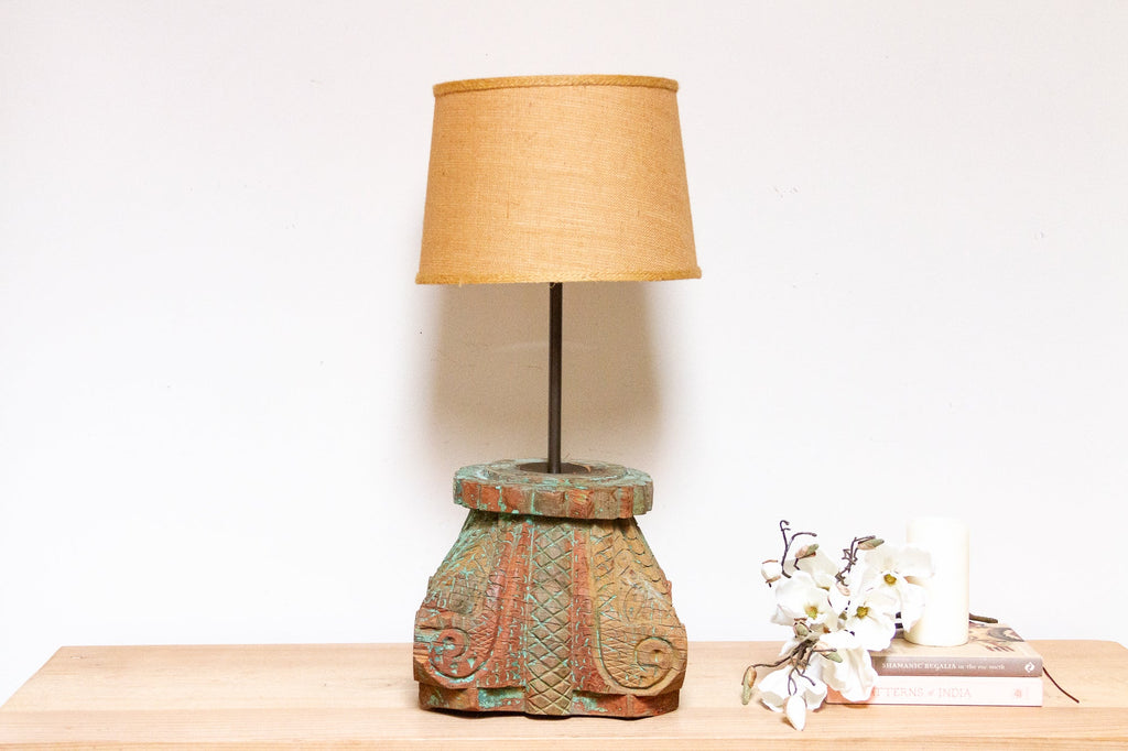 Antique Indo-French Architectural Column Lamp