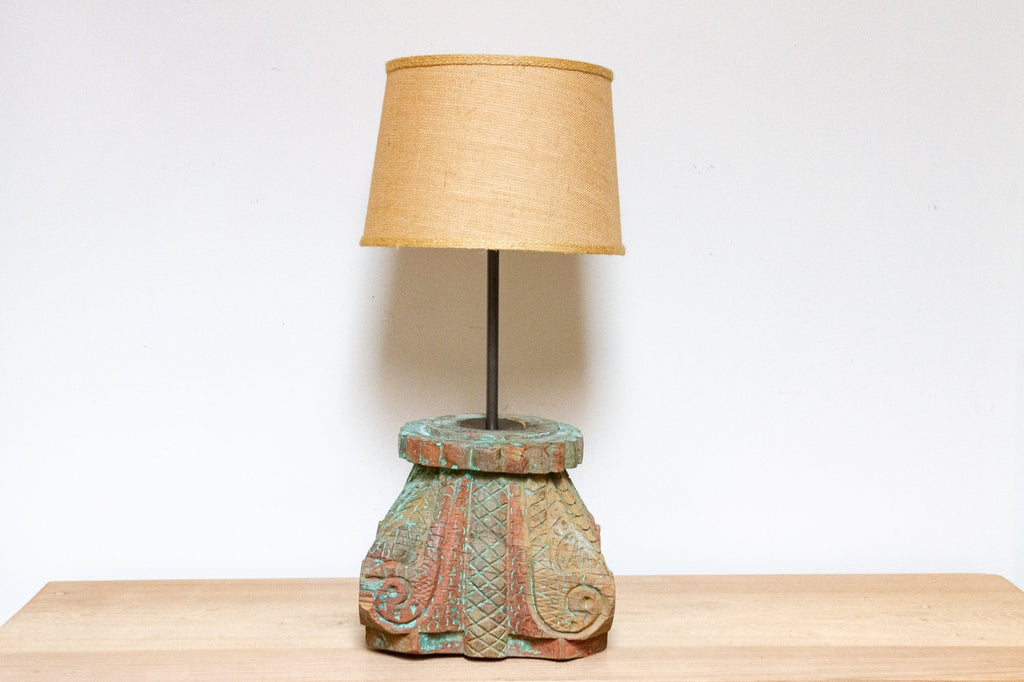 Antique Indo-French Architectural Column Lamp