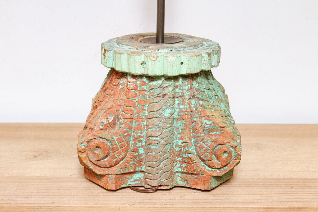 Antique Indo-French Architectural Column Lamp