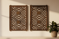 Pair of Large Finely Carved "Shou" Lattice Screens