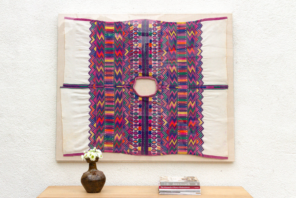 Monumental Framed Antique Hand-woven Huipil Art