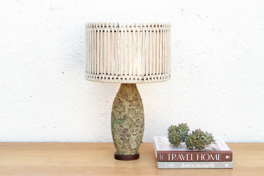 Antique Archaic Verdigris Bronze Lamp