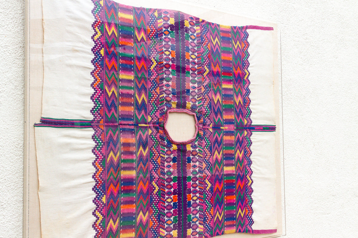 Monumental Framed Antique Hand-woven Huipil Art