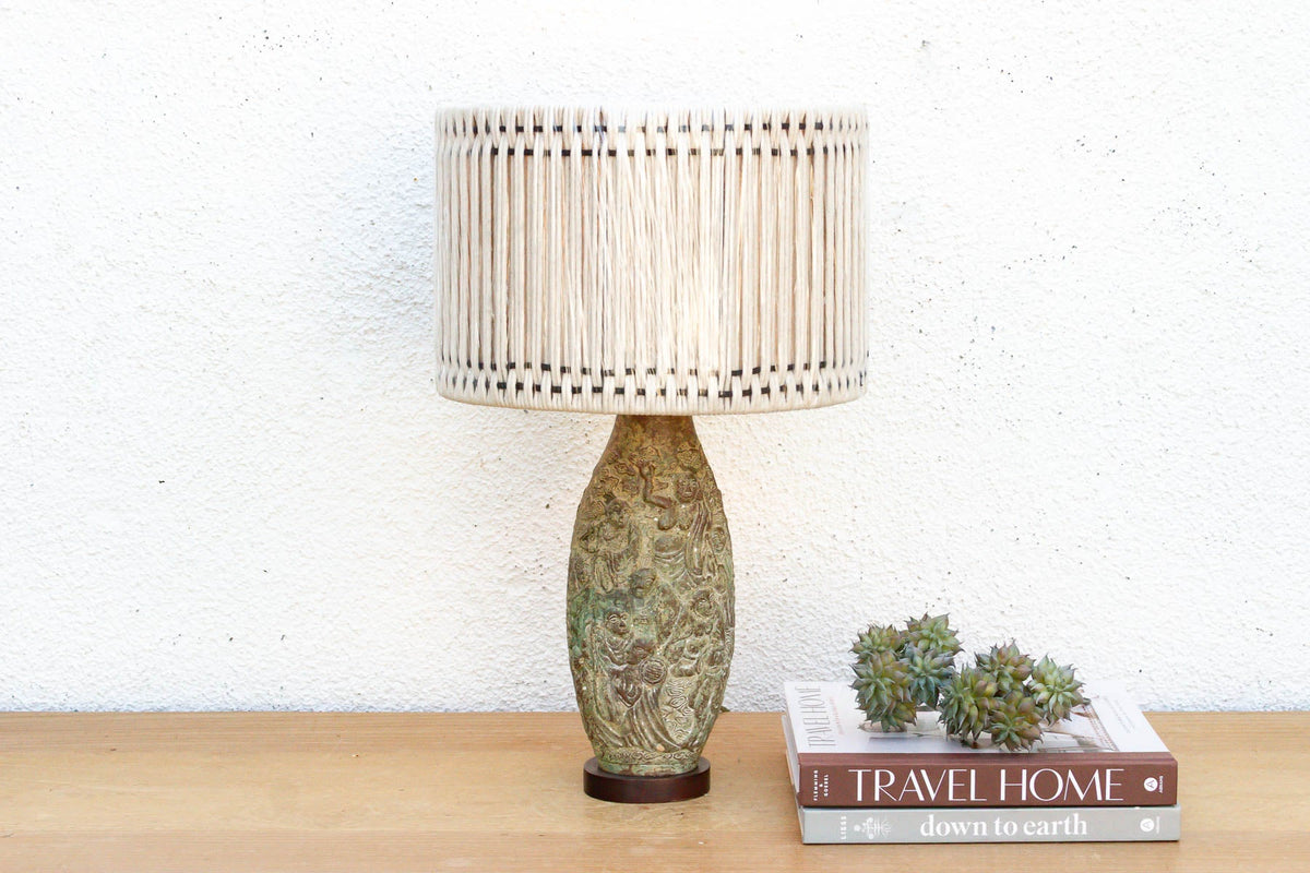 Antique Archaic Verdigris Bronze Lamp