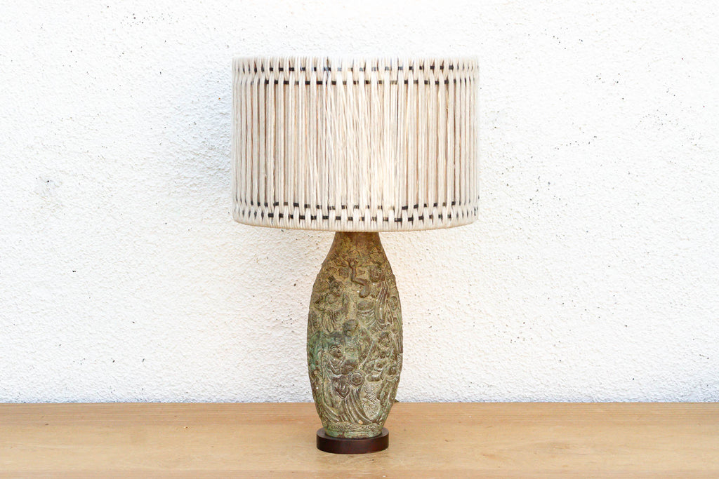 Antique Archaic Verdigris Bronze Lamp