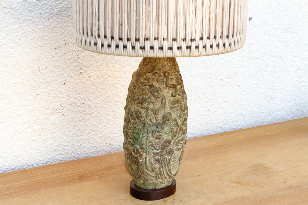 Antique Archaic Verdigris Bronze Lamp