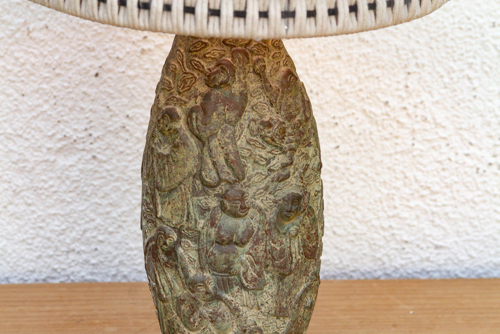 Antique Archaic Verdigris Bronze Lamp