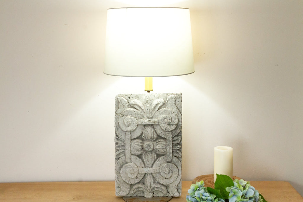 Charming French Cast Stone Architectural Lamp