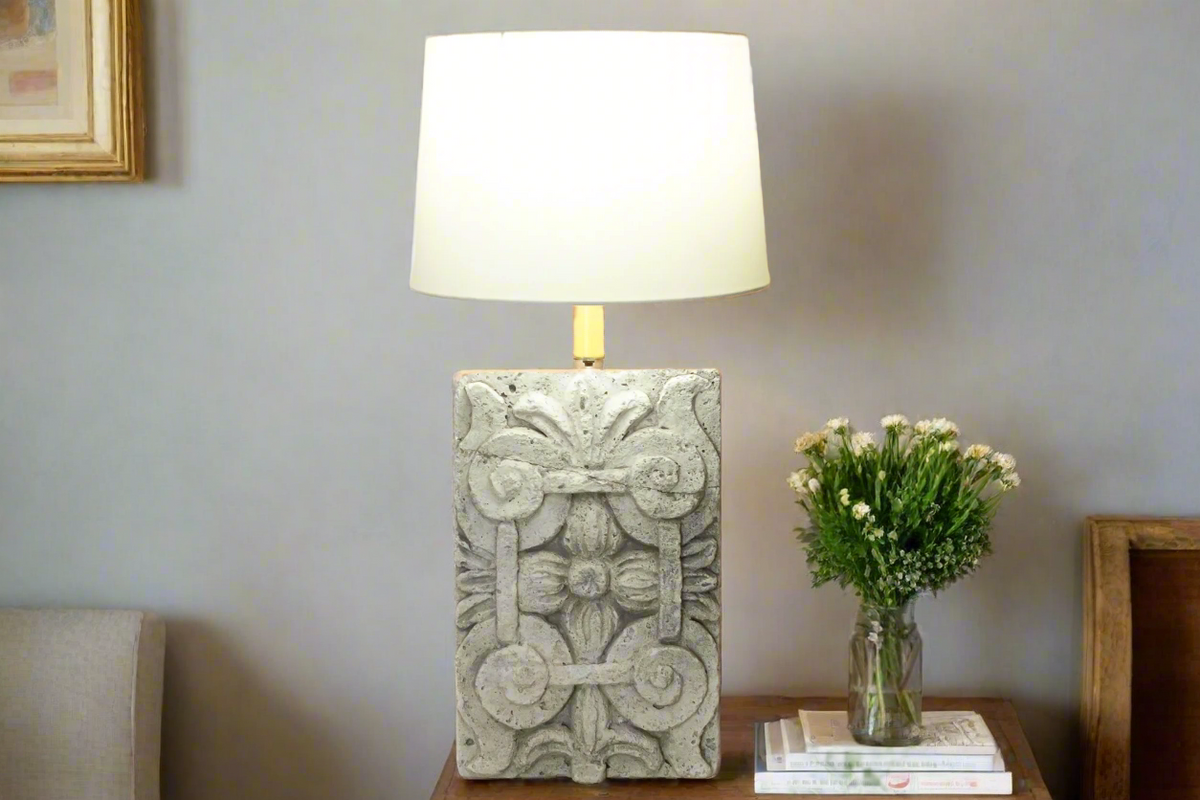 Charming French Cast Stone Architectural Lamp