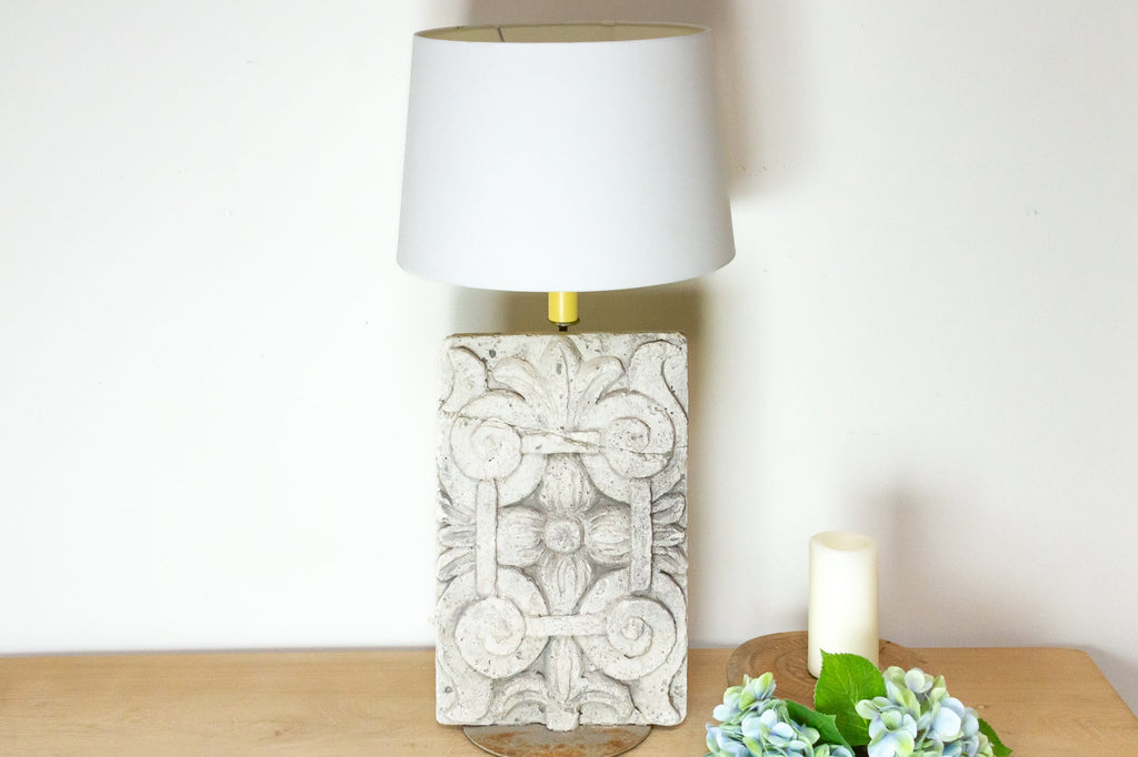Charming French Cast Stone Architectural Lamp