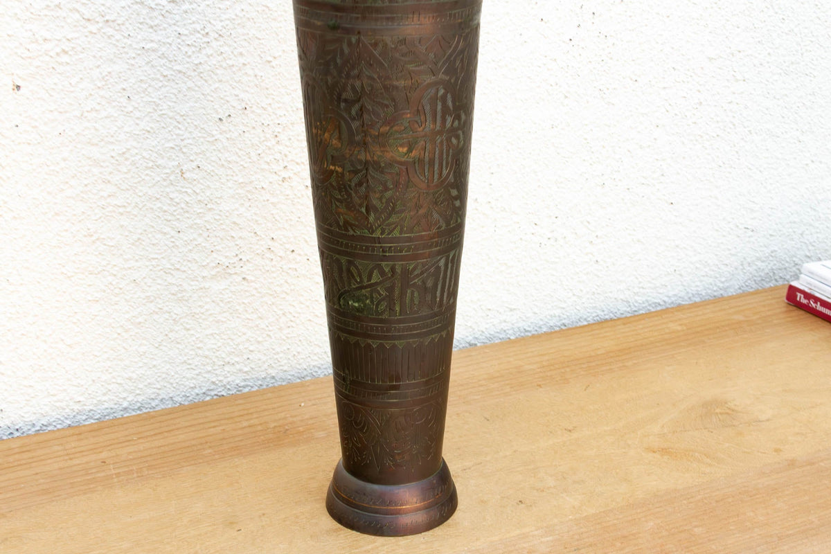 20" Tall Antique Calligraphic Bronze Vessel