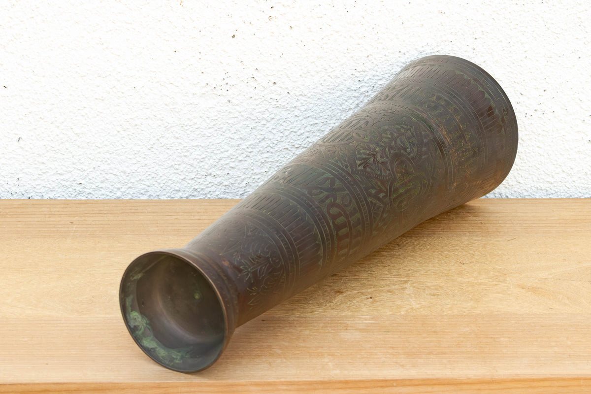 20" Tall Antique Calligraphic Bronze Vessel