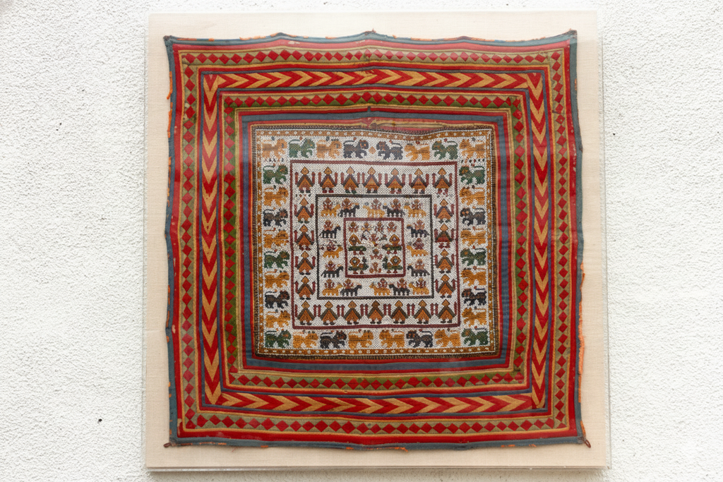Framed Antique Figural Ceremonial Textile