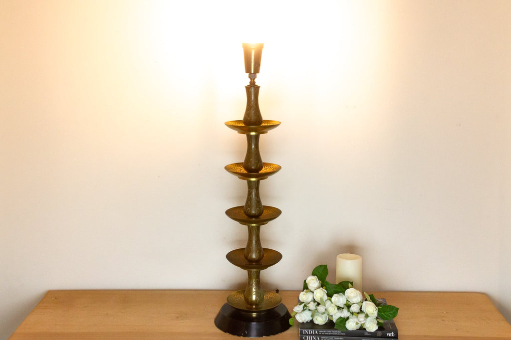 Royal Antique Kashmiri Engraved Brass Lamp