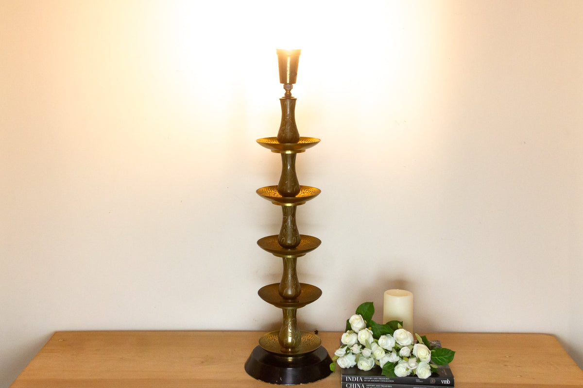 Royal Antique Kashmiri Engraved Brass Lamp
