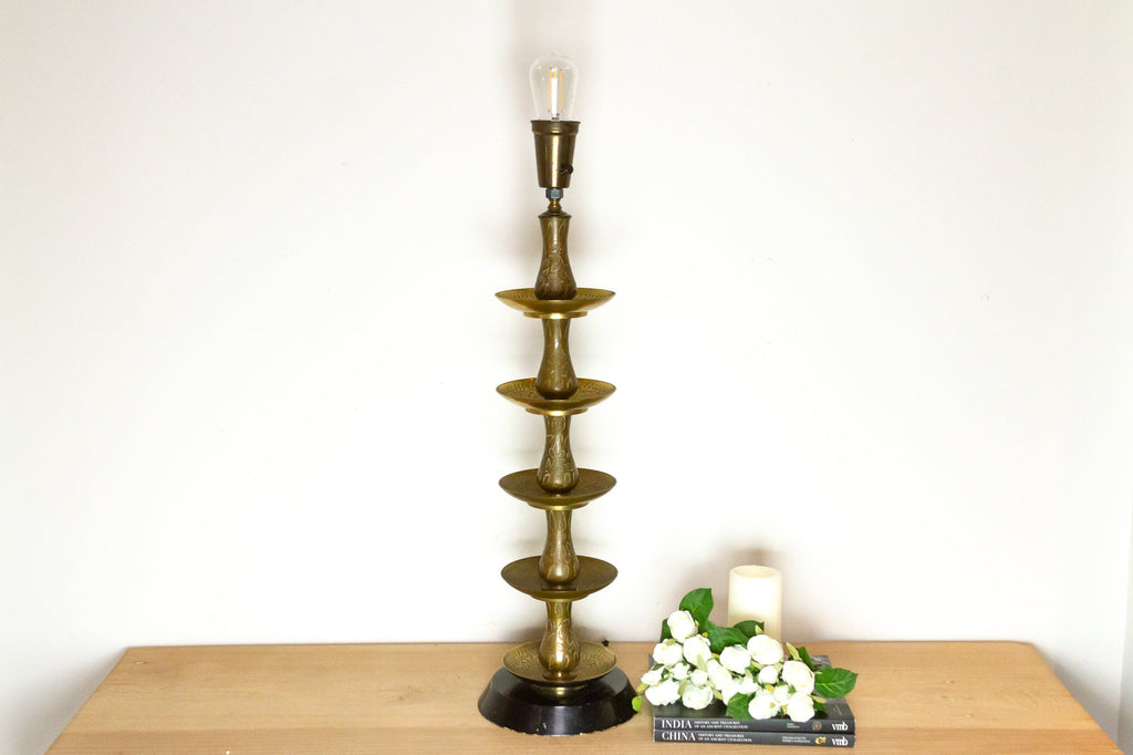 Royal Antique Kashmiri Engraved Brass Lamp