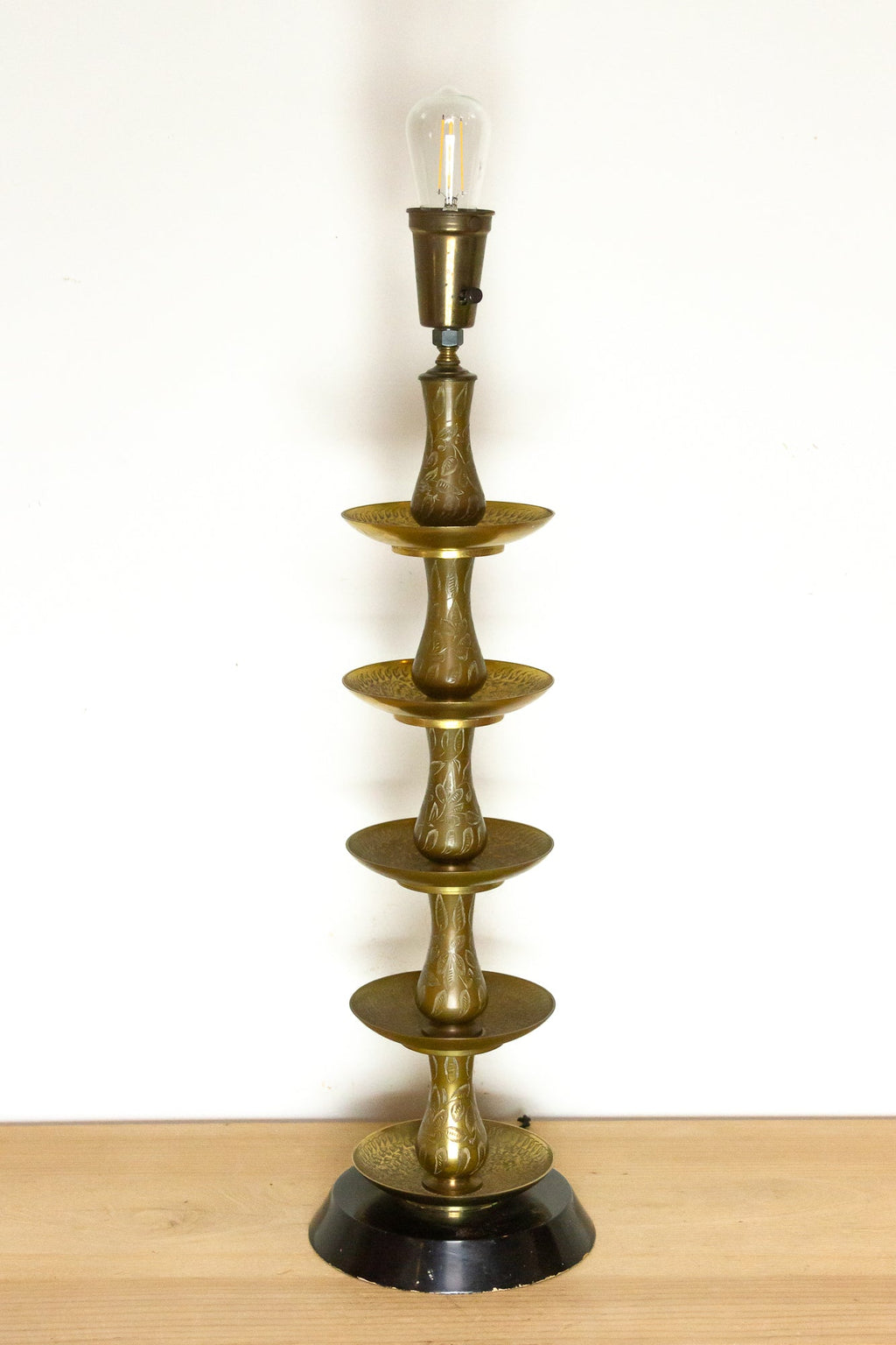 Royal Antique Kashmiri Engraved Brass Lamp