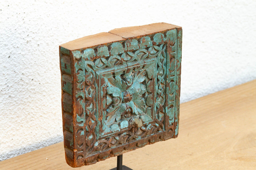Cobalt Blue Scroll Antique Beam Fragment
