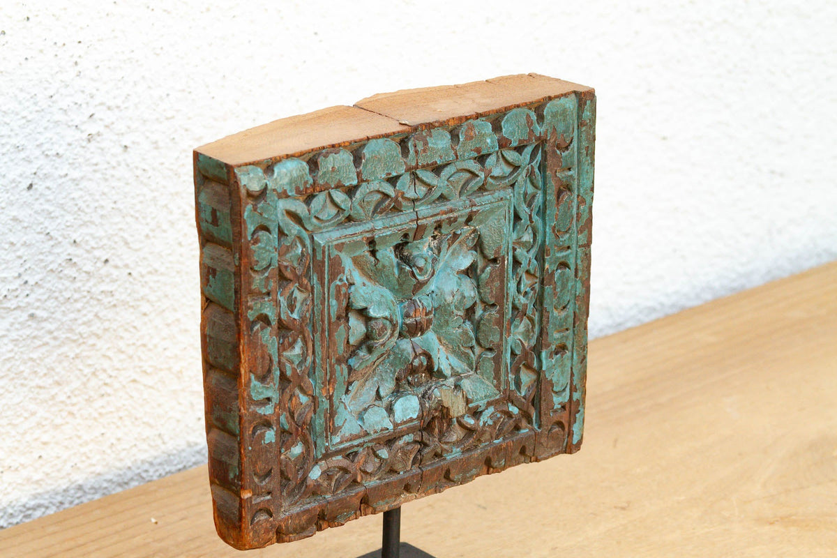 Cobalt Blue Scroll Antique Beam Fragment