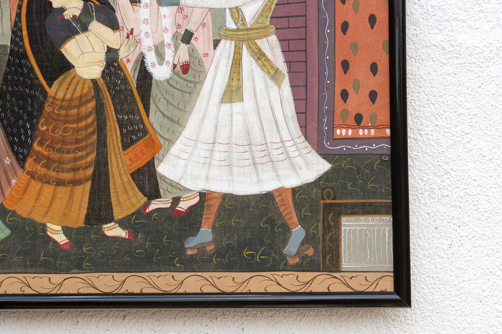 Framed Vintage Indian Night Scene Painting