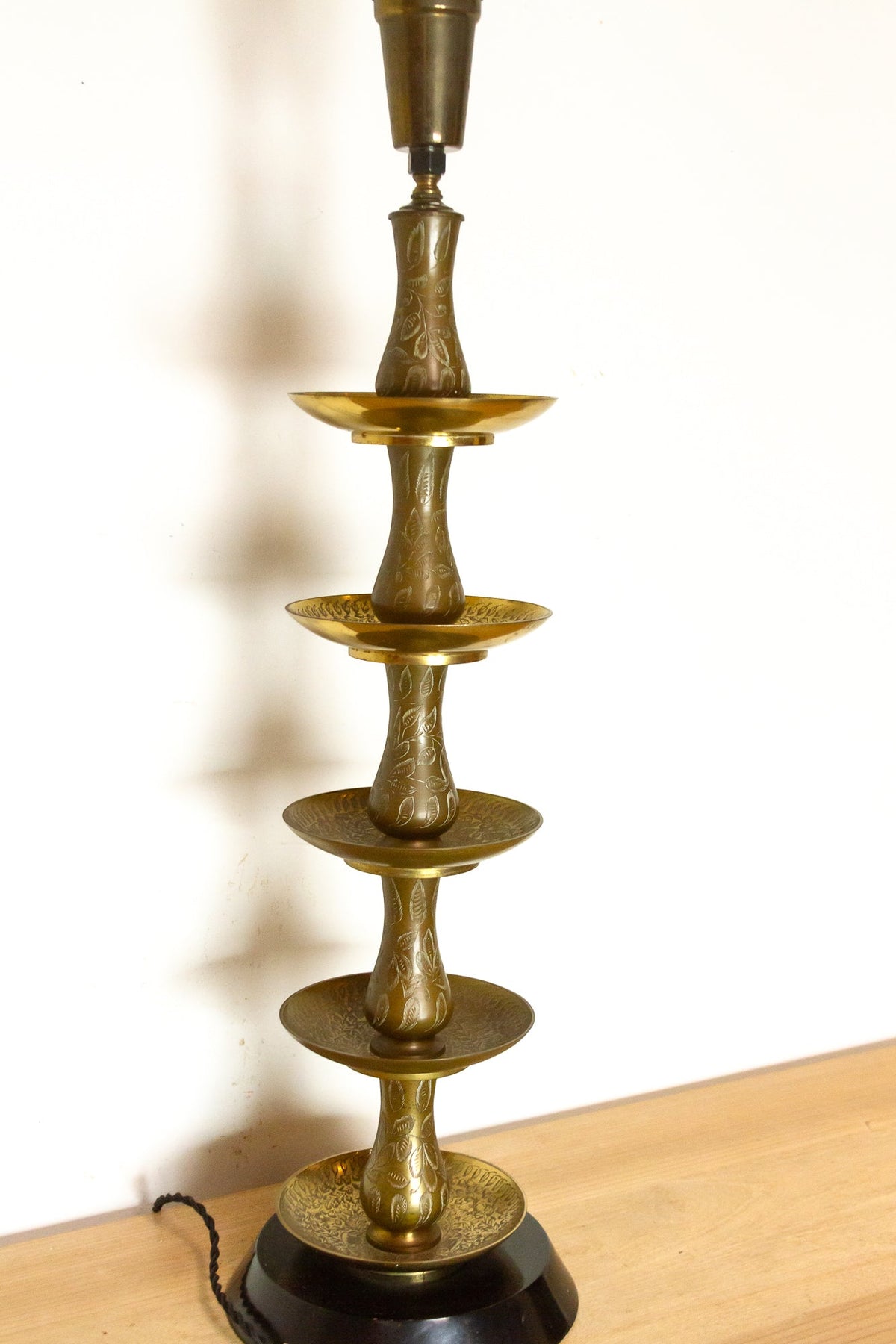 Royal Antique Kashmiri Engraved Brass Lamp