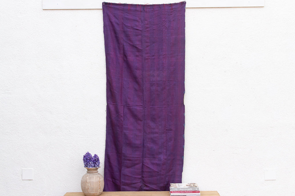 Deep Plum Silk Kantha Reversible Throw