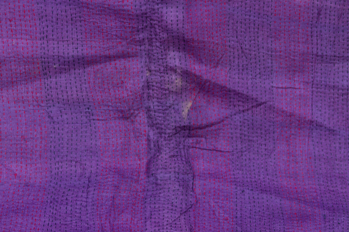 Deep Plum Silk Kantha Reversible Throw