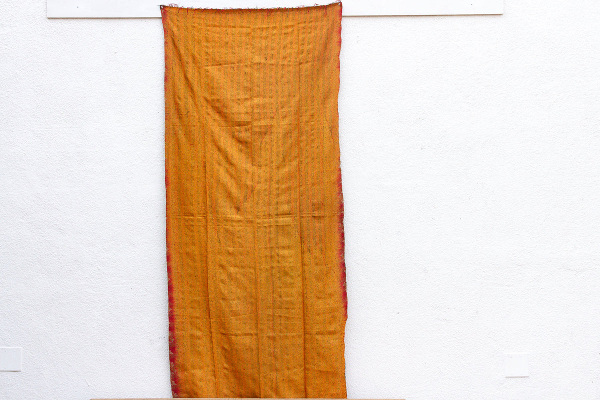 Saffron Silk Kantha Reversible Throw