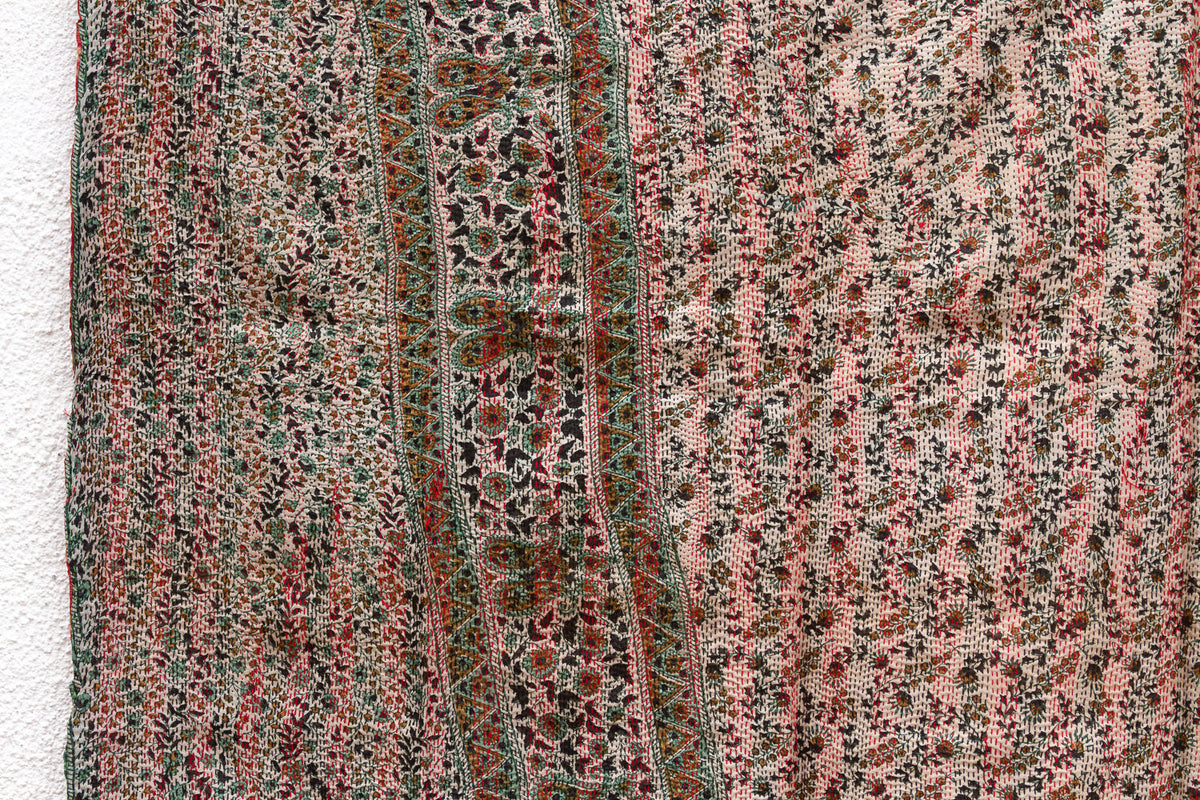 Saffron Silk Kantha Reversible Throw