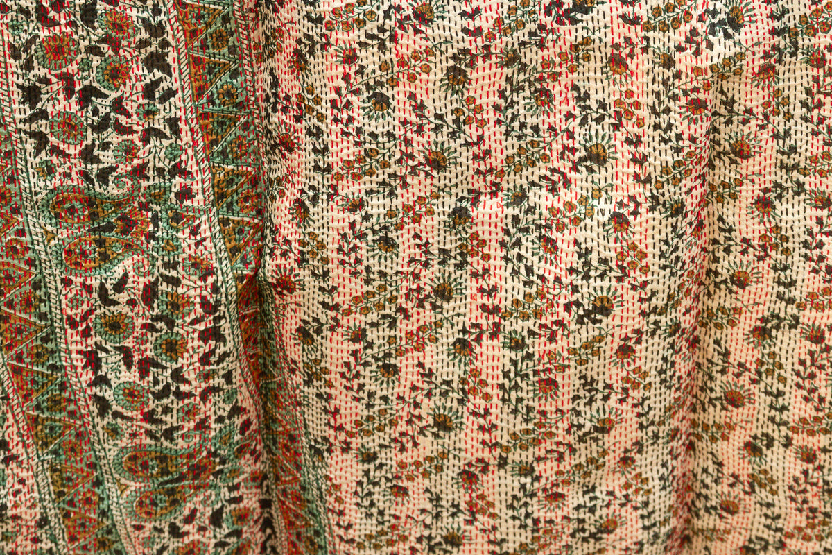 Saffron Silk Kantha Reversible Throw