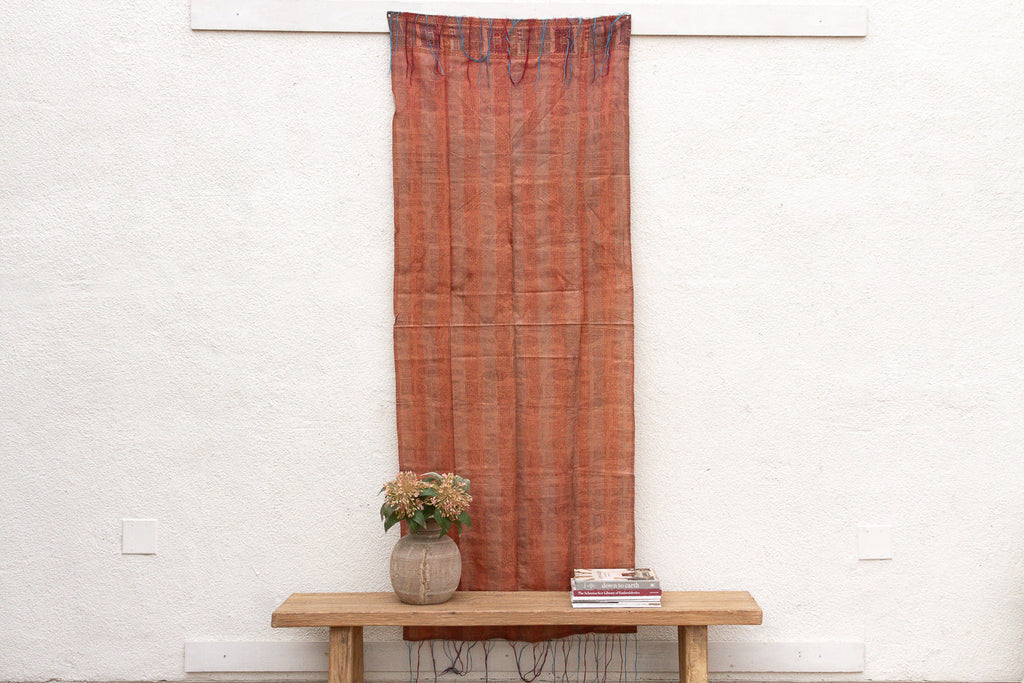 Rust Stripe Silk Kantha Reversible Throw