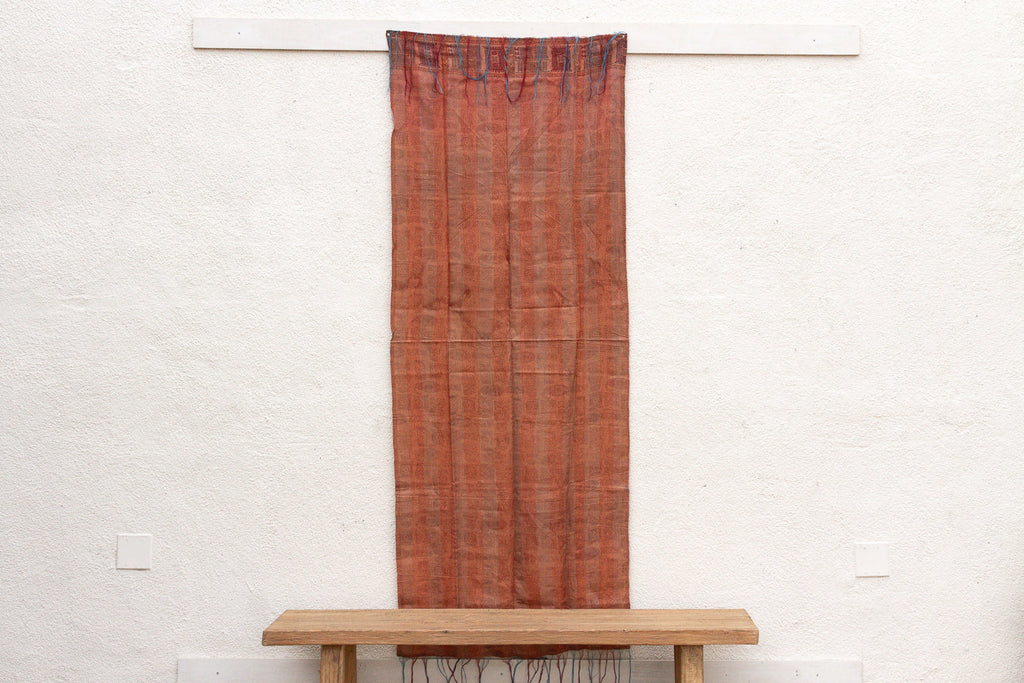Rust Stripe Silk Kantha Reversible Throw