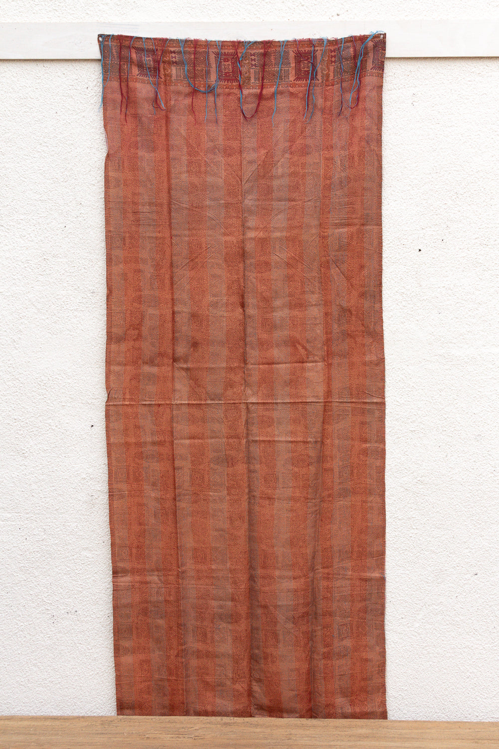 Rust Stripe Silk Kantha Reversible Throw