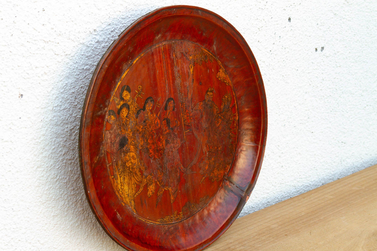 Antique Gilded Wood Offering Tray