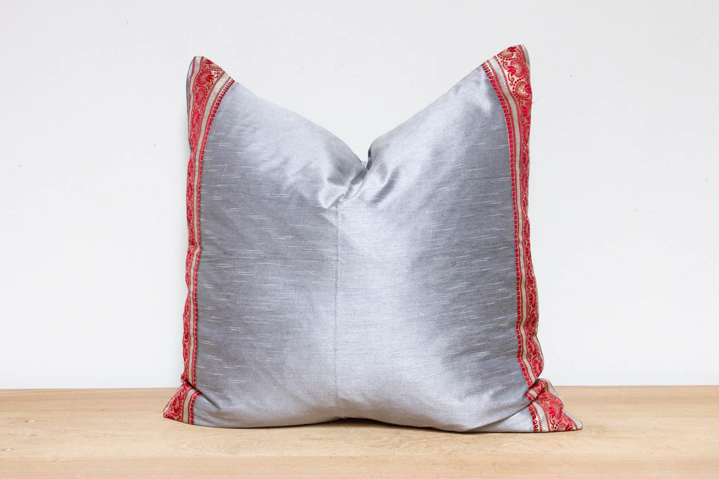 Cloudy Silver Festive Silk Euro Pillow Cover