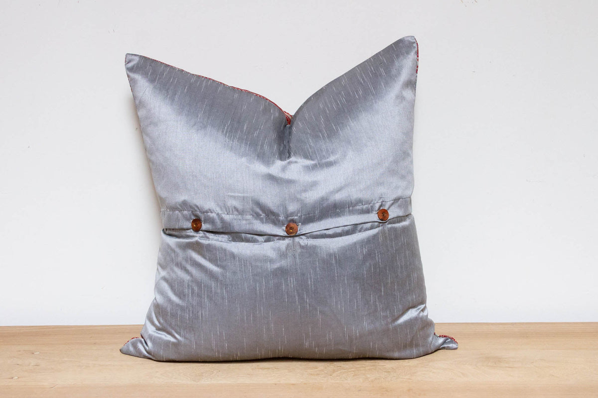 Cloudy Silver Festive Silk Euro Pillow Cover