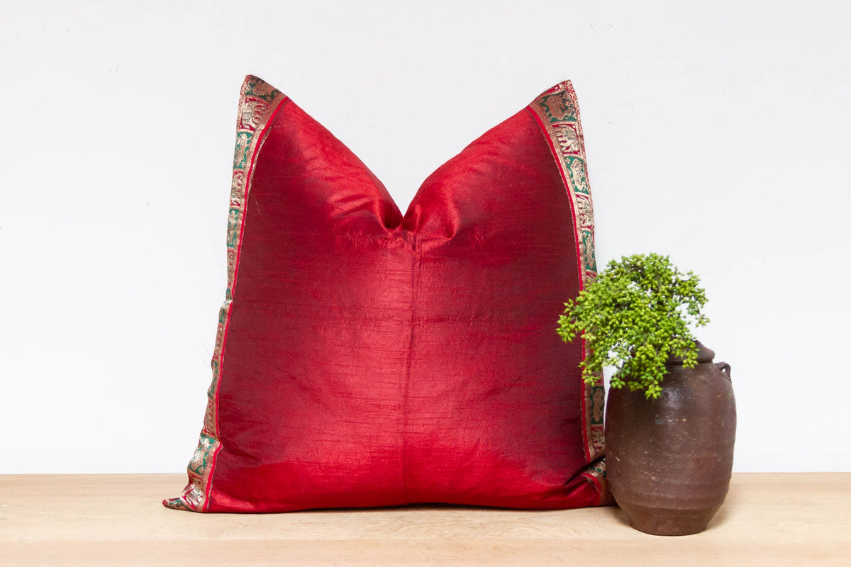 Cherry Festive Silk Euro Pillow Cover